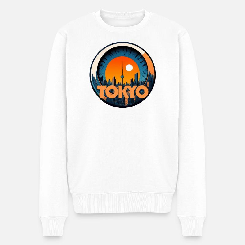 Tokyo Sunset Abzeichen - Männer Premium Bio Pullover - Weiß