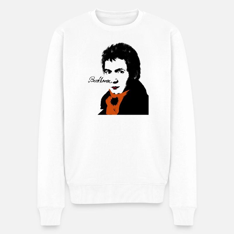 Beethoven - Männer Premium Bio Pullover - Weiß