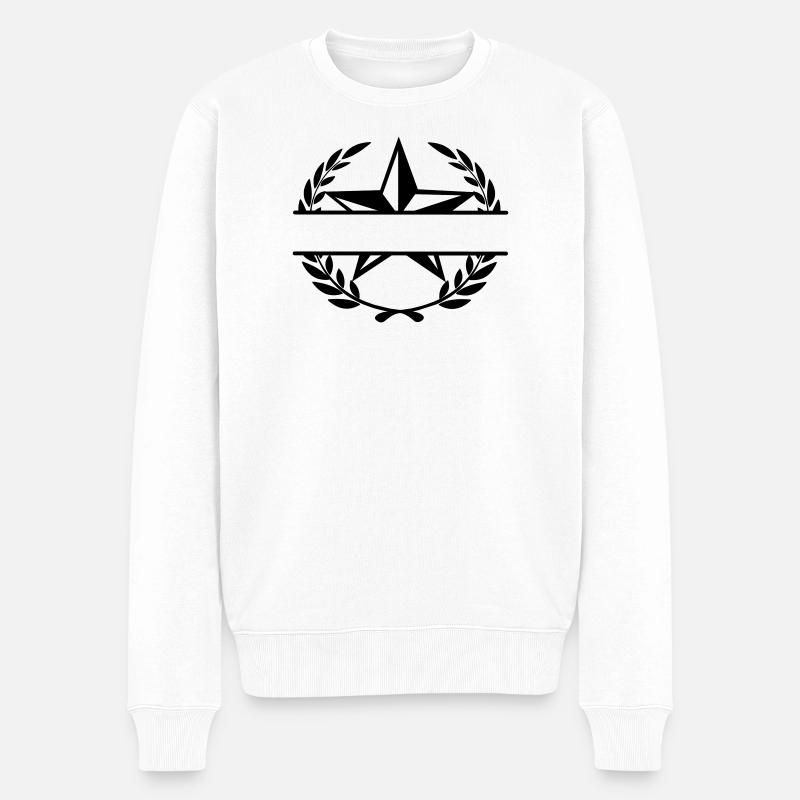 Stern im Lorbeerkranz Monogramm - Männer Premium Bio Pullover - Weiß