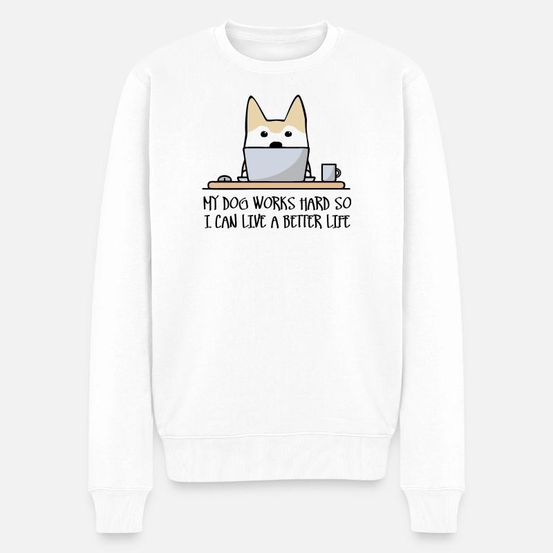 Mon chien travaille dur - Pull Premium bio Homme - blanc