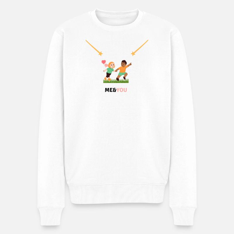 Verliebte Herzen - Männer Premium Bio Pullover - Weiß