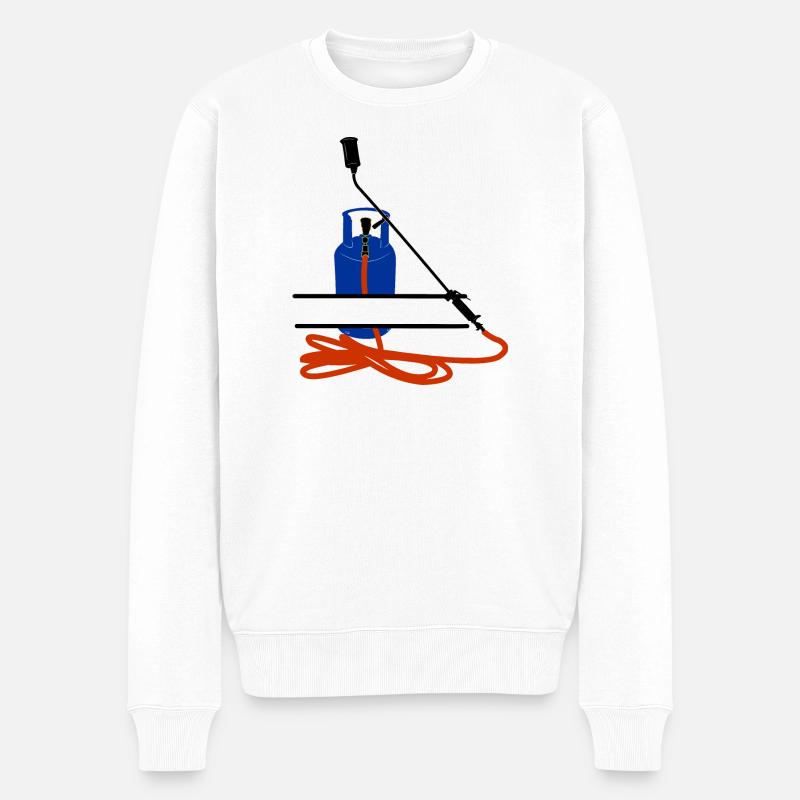 Dachdeckerfirma Monogram Logo Gasflasche - Männer Premium Bio Pullover - Weiß