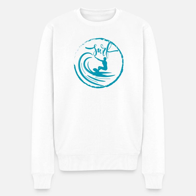 Surf - Surfing Lovers T-Shirt - Männer Premium Bio Pullover - Weiß