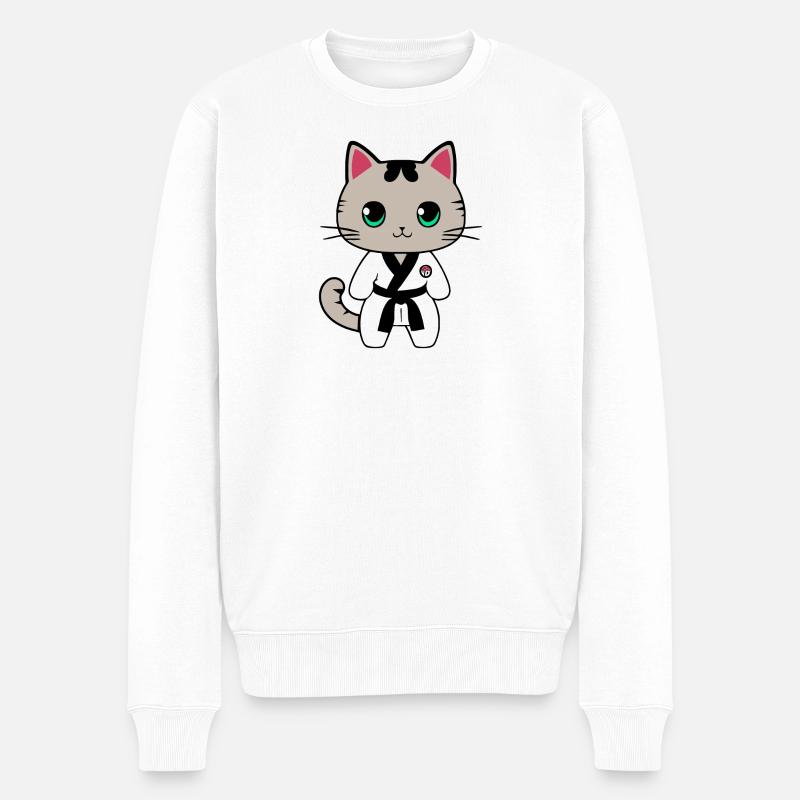 Karate Kätzchen - Männer Premium Bio Pullover - Weiß