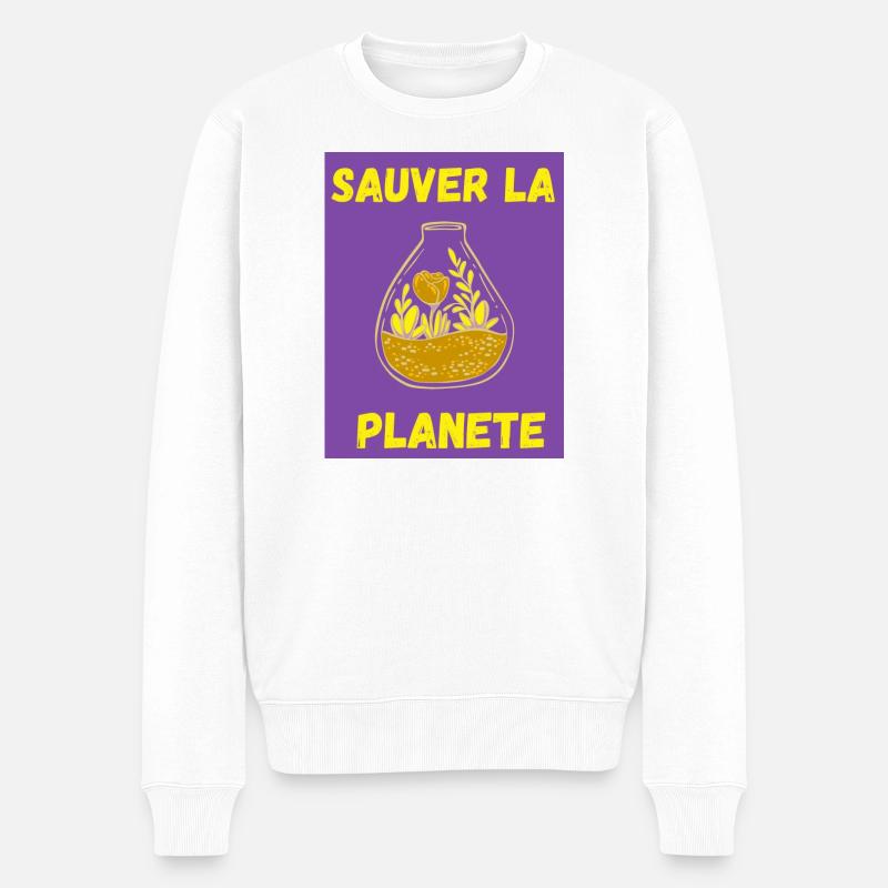 JOUR DE LA TERRE,ECOLOGIE,PLANETE,ENVIRONNEMENT - Pull Premium bio Homme - blanc