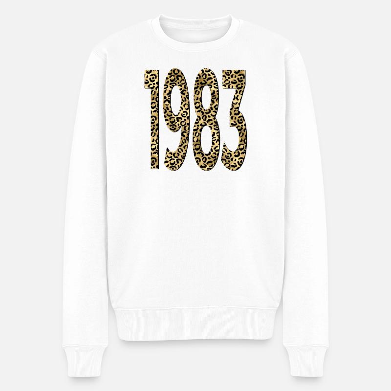 Numéro 1983 - Imprimé Léopard - Anniversaire - Pull Premium bio Homme - blanc