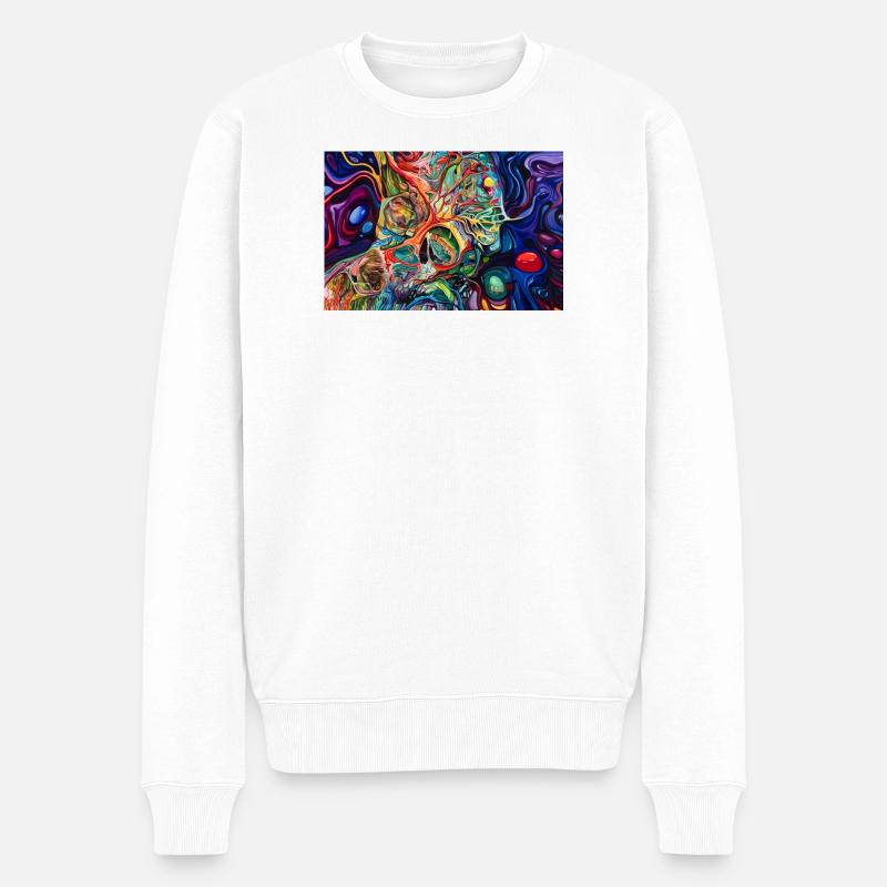 Art fluide du crâne chromatique - Pull Premium bio Homme - blanc
