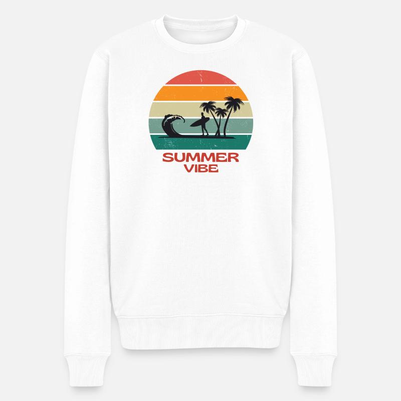 surf, surfeur, surfer, surfing - Pull Premium bio Homme - blanc