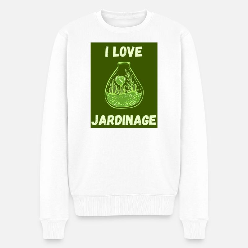 PRINTEMPS. JARDINAGE. RETRAITE. PRINTEMPS. JARDIN. - Pull Premium bio Homme - blanc
