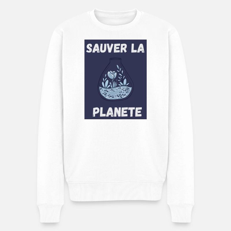 PLANETE. NATURE. JARDIN. ARBRE. FLEUR. ECOLOGIE - Pull Premium bio Homme - blanc
