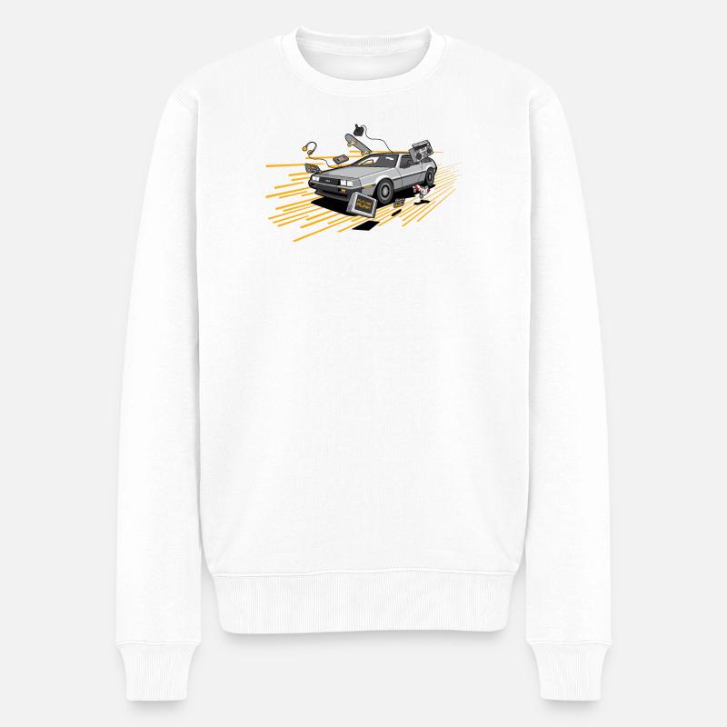 Delorean Oldtimer Youngtimer Retro Future jaune - Pull Premium bio Homme - blanc