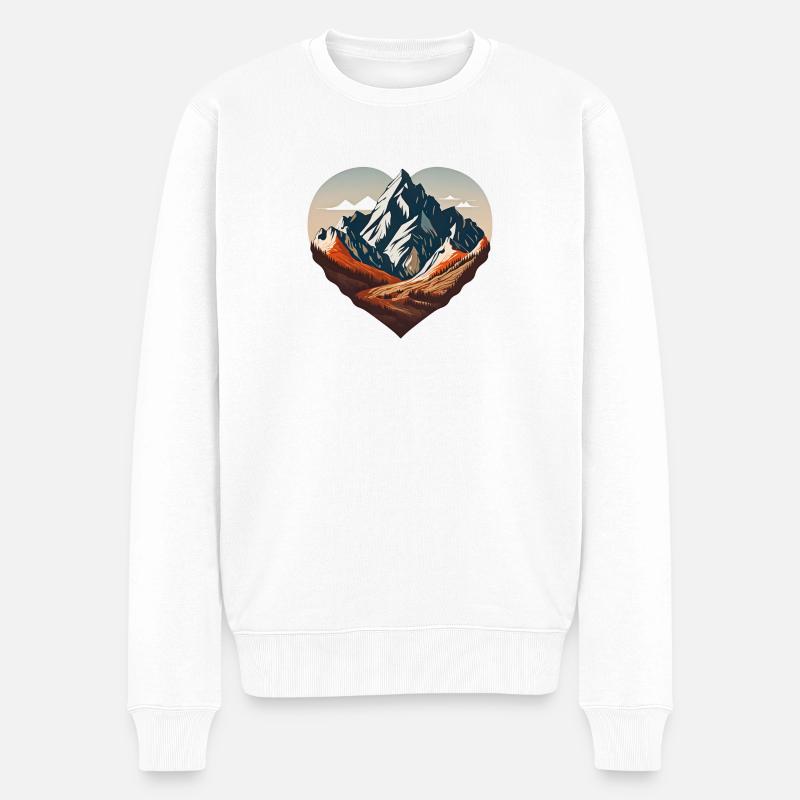 Bergherz Landschaft - Männer Premium Bio Pullover - Weiß