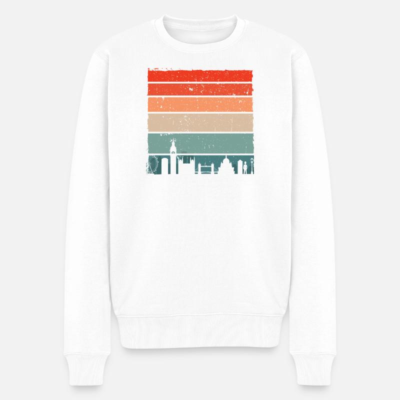Sunset Skyline Streifen - Männer Premium Bio Pullover - Weiß