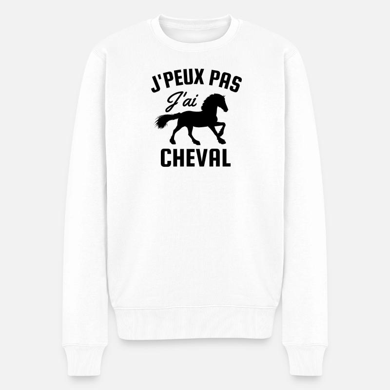 Je peux pas j'ai cheval - Pull Premium bio Homme - blanc