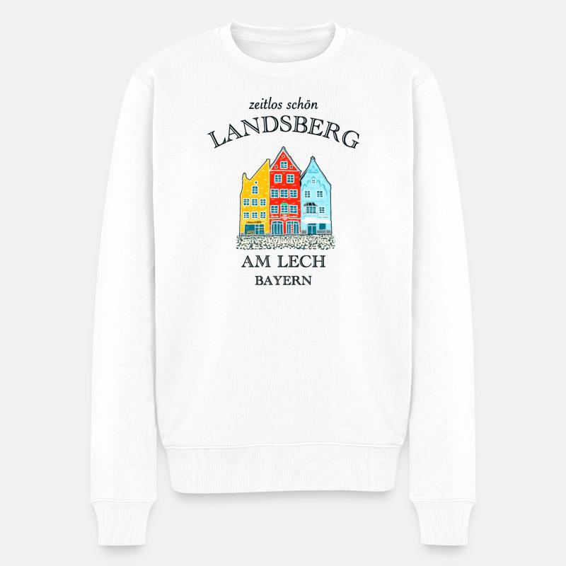 Landsberg, zeitlos schön, Bayern - Männer Premium Bio Pullover - Weiß