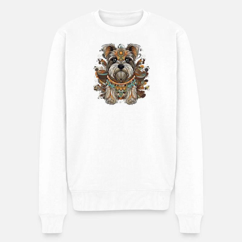Mosaik-Hund - Männer Premium Bio Pullover - Weiß