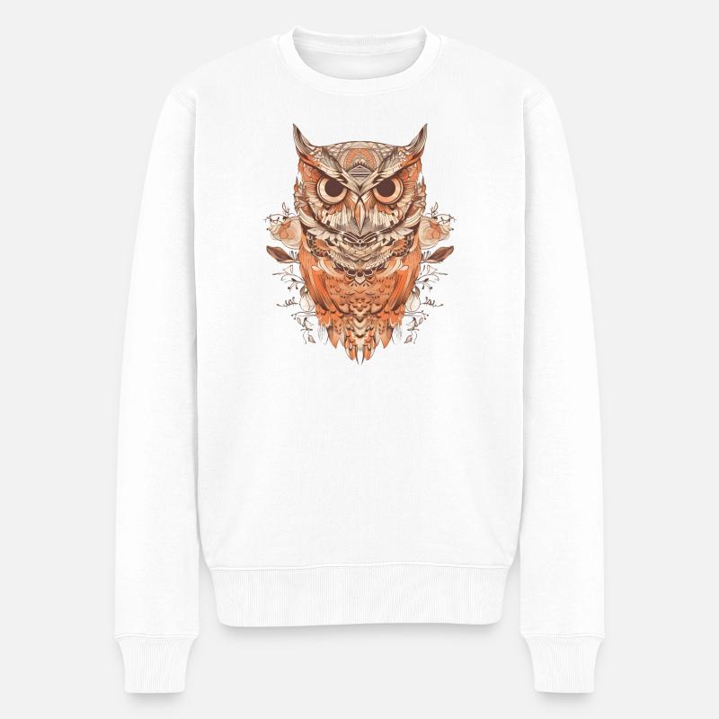 Muster Eule - Männer Premium Bio Pullover - Weiß