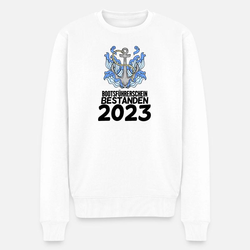 Bootsführerschein 2023 - Männer Premium Bio Pullover - Weiß
