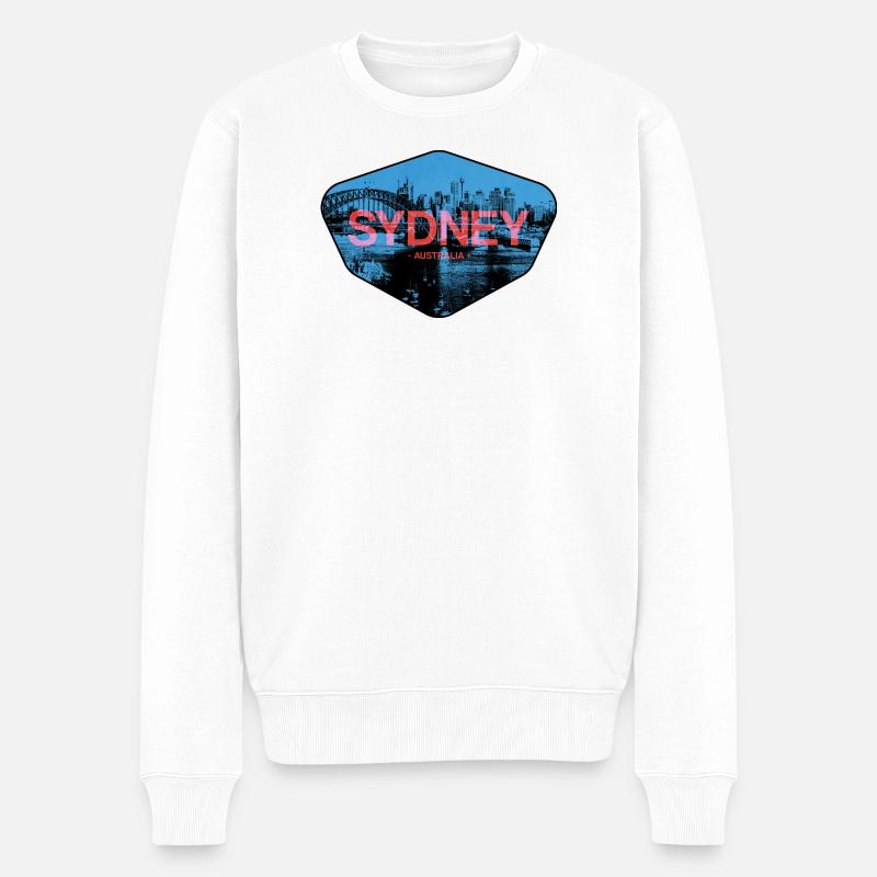 Sydney Skyline Neon - Pull Premium bio Homme - blanc