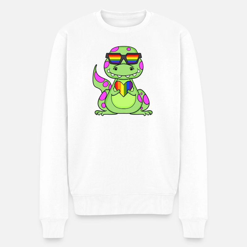 Dino Cœur arc-en-ciel - Pull Premium bio Homme - blanc