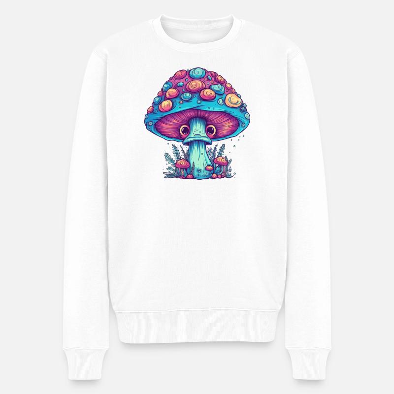 Champignon Psychédélique - Champignon Magique - Pull Premium bio Homme - blanc