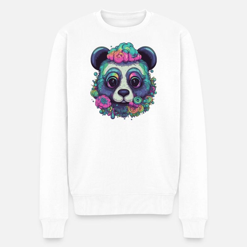 Panda psychédélique - Pull Premium bio Homme - blanc