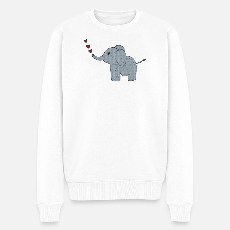Tissu éléphant avec cœurs - Pull Premium bio Homme - blanc