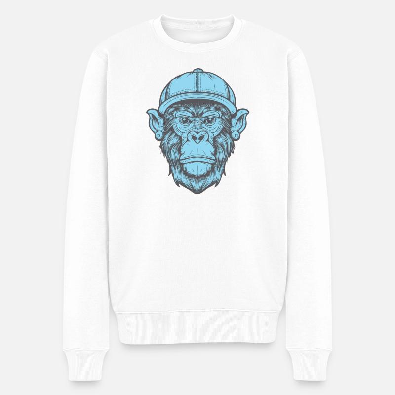 Funky Affe - Männer Premium Bio Pullover - Weiß