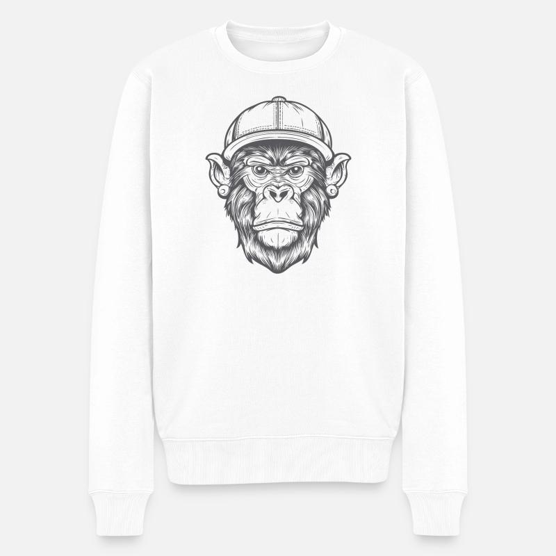 Funky Affe - Männer Premium Bio Pullover - Weiß