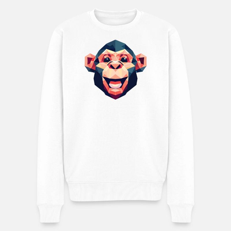 Polygon-Affe - Männer Premium Bio Pullover - Weiß