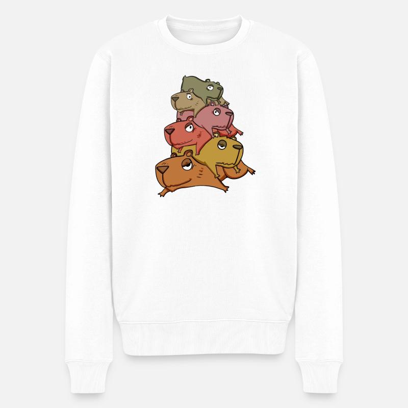 Capybara Haufen Wasserschwein - Männer Premium Bio Pullover - Weiß