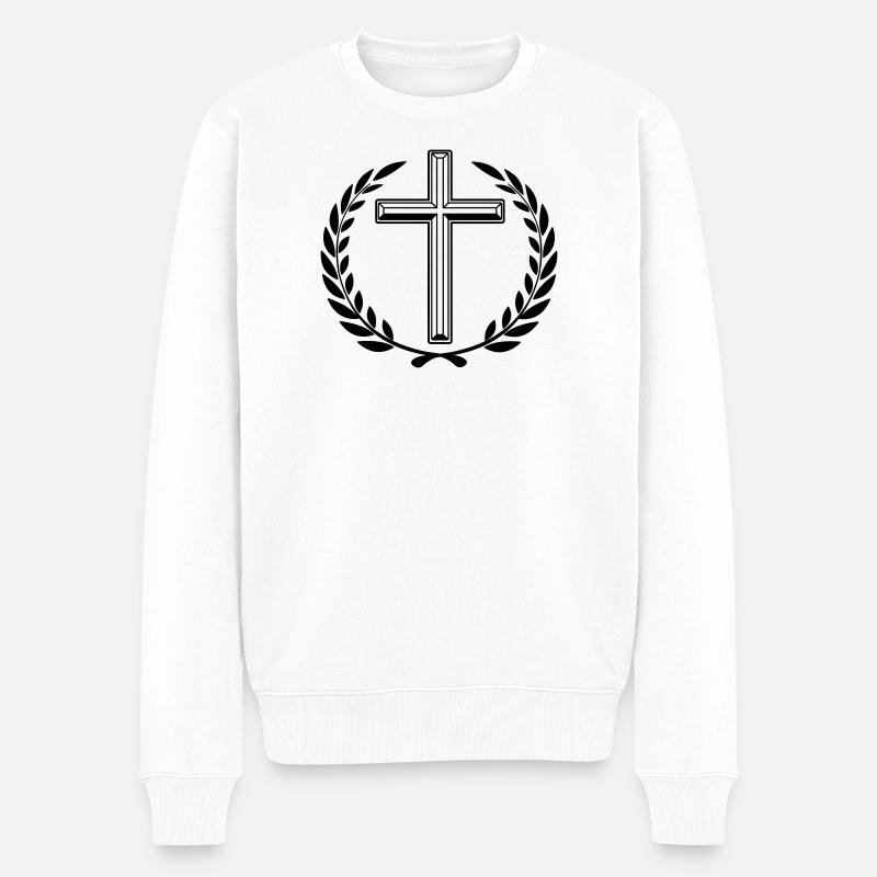 Couronne de laurier croisée - Pull Premium bio Homme - blanc