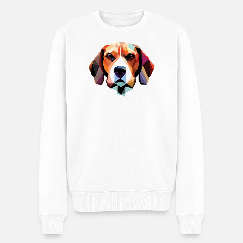 Beagle Hund Polygon - Männer Premium Bio Pullover - Weiß