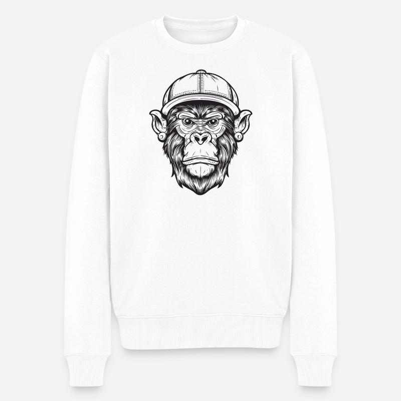 Singe Funky - Pull Premium bio Homme - blanc