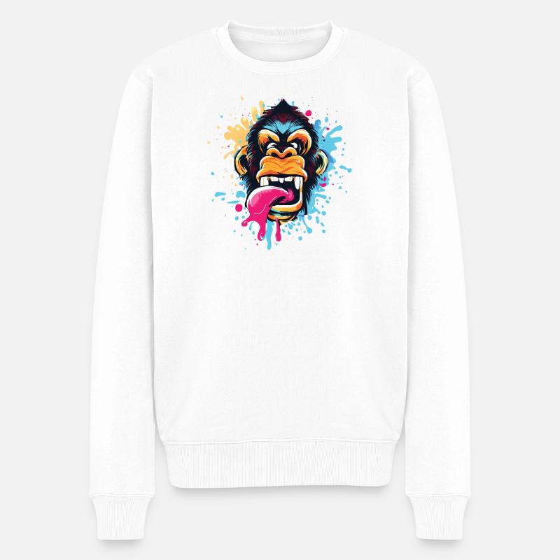 Angry Monkey Splash Urban Street - Pull Premium bio Homme - blanc