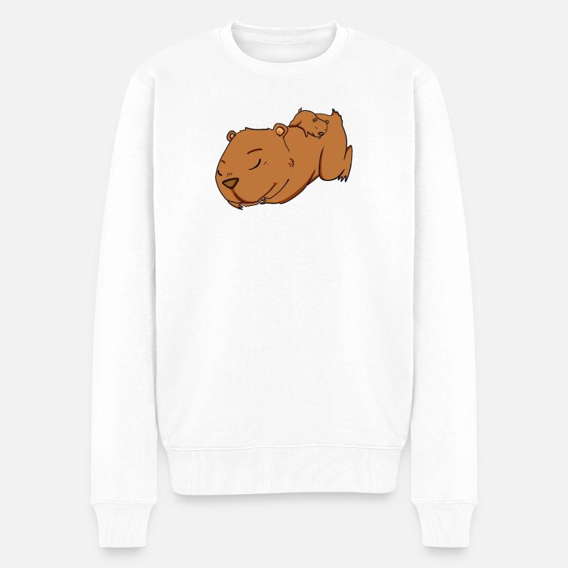 Famille - Capybara avec bébé Capybara - Pull Premium bio Homme - blanc