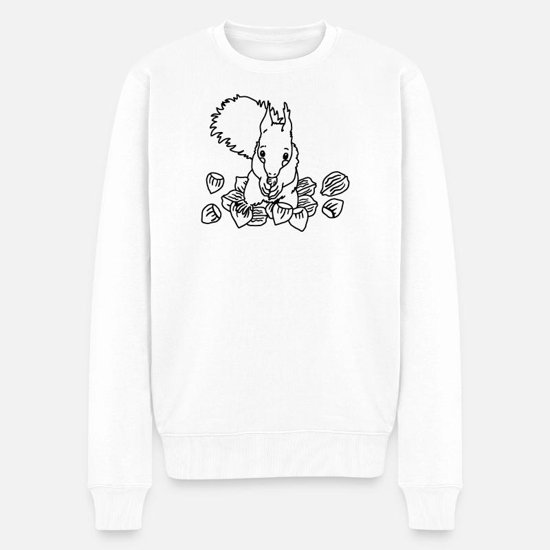 Flauschiges, süßes Eichhörnchen zum Liebhaben - Männer Premium Bio Pullover - Weiß