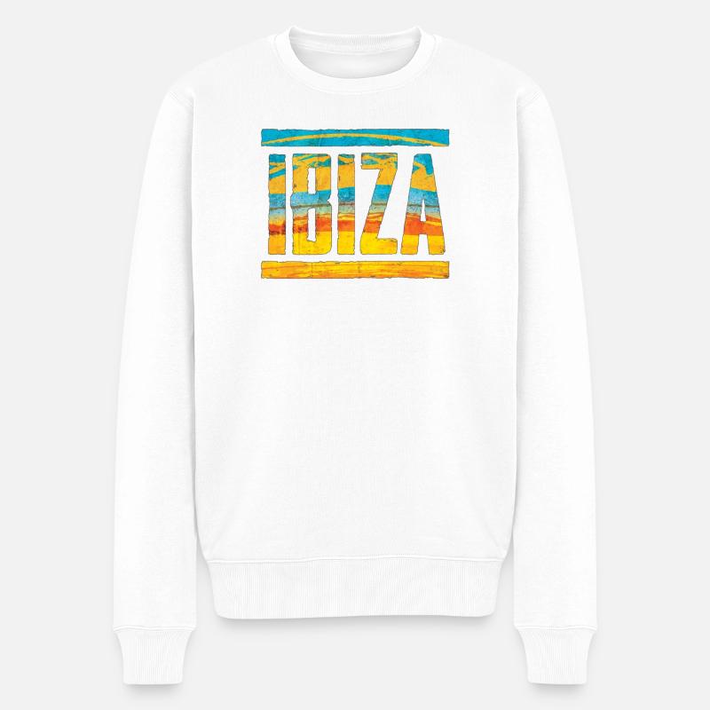 Rétro Style 1970 Lettrage IBIZA - Pull Premium bio Homme - blanc