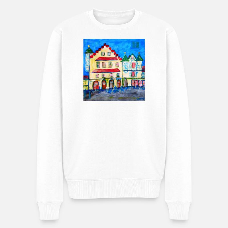 Stadtlandschaft im Expressionismus - Männer Premium Bio Pullover - Weiß