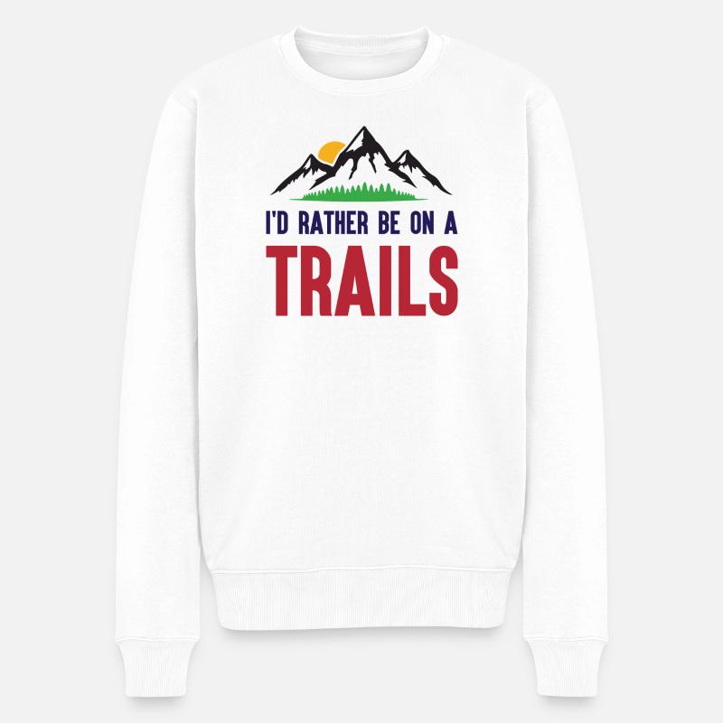 Berge - Ich bin lieber auf einem Trail - Männer Premium Bio Pullover - Weiß
