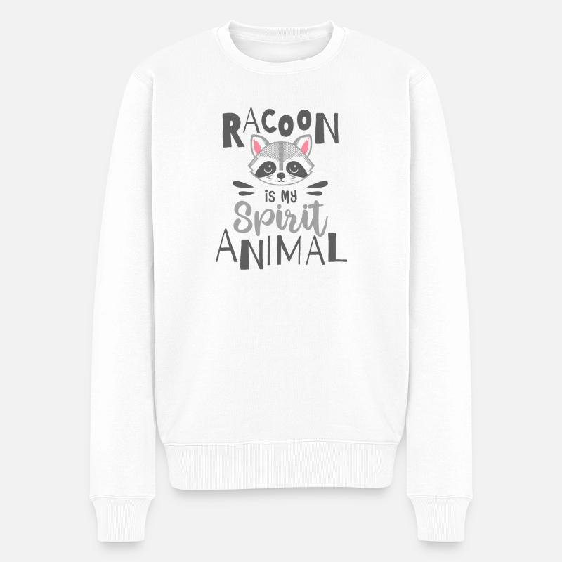 Waschbär ist mein Krafttier - Männer Premium Bio Pullover - Weiß
