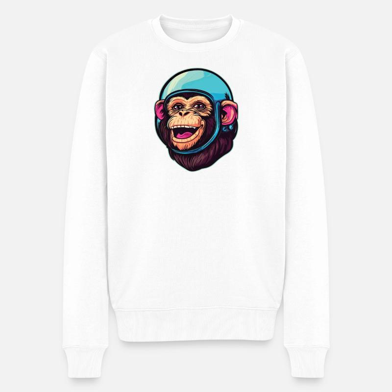 Weltraum-Affe - Männer Premium Bio Pullover - Weiß