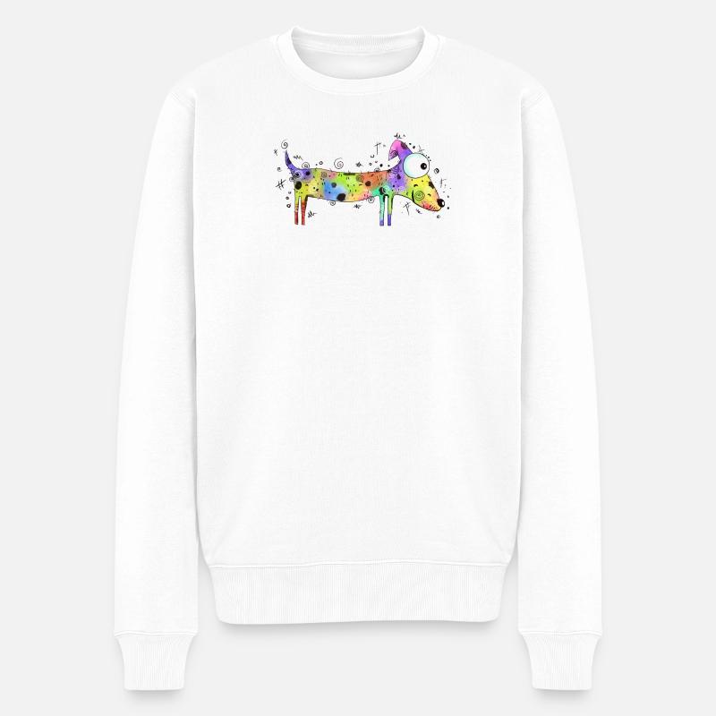 Bunter Hund - Hunderasse, Illustration - Männer Premium Bio Pullover - Weiß