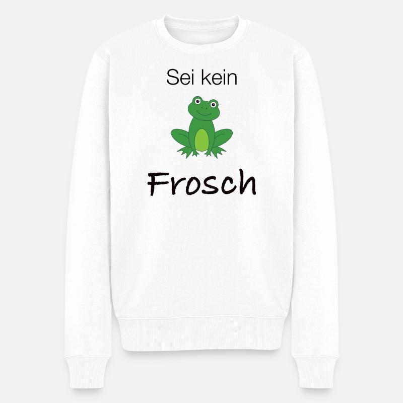 Sei kein Frosch - Männer Premium Bio Pullover - Weiß