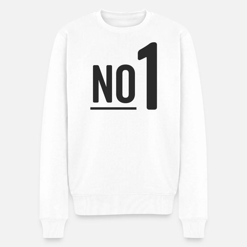 No 1 - Männer Premium Bio Pullover - Weiß
