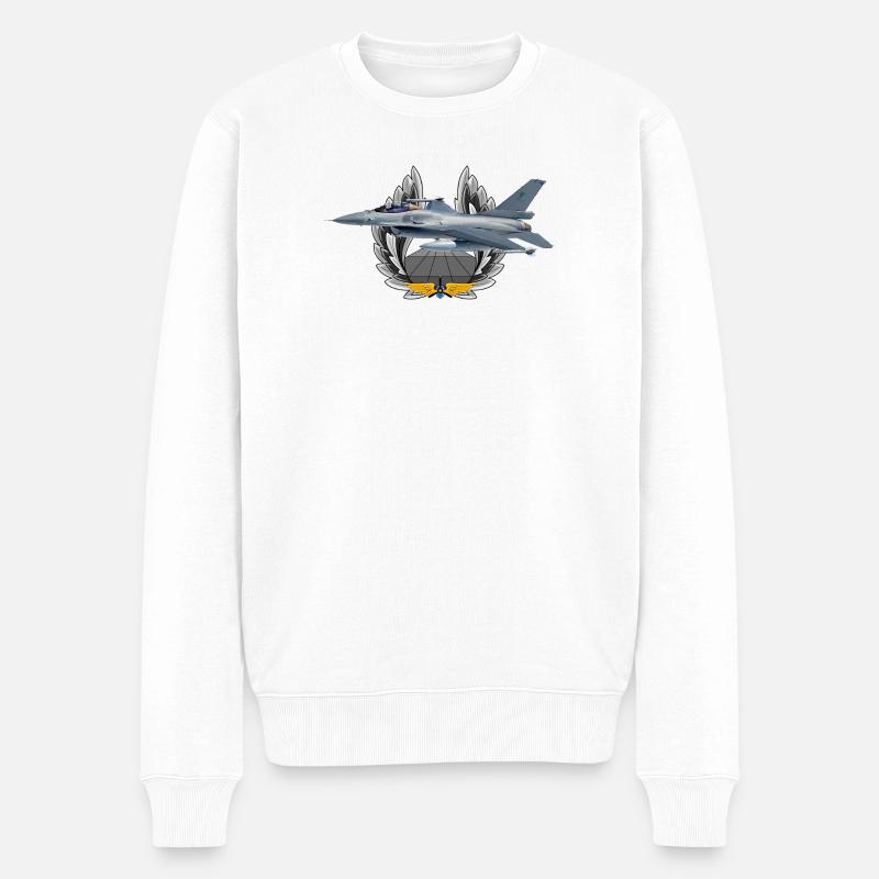 F-16 Fighting Falcon - Männer Premium Bio Pullover - Weiß