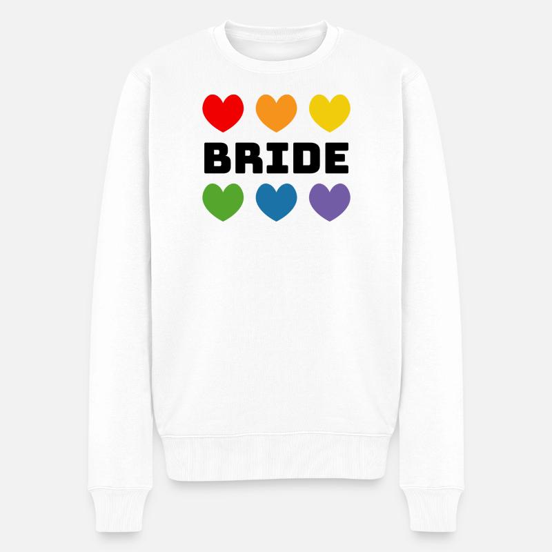 Rainbow Hearts Bride noir - Pull Premium bio Homme - blanc