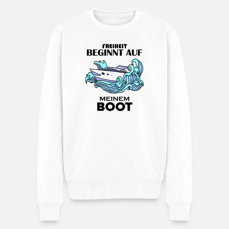 Boote Motorboot - Männer Premium Bio Pullover - Weiß