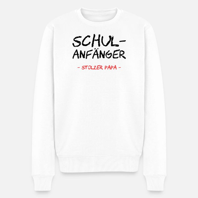 Schulanfänger. Stolzer Papa - Männer Premium Bio Pullover - Weiß
