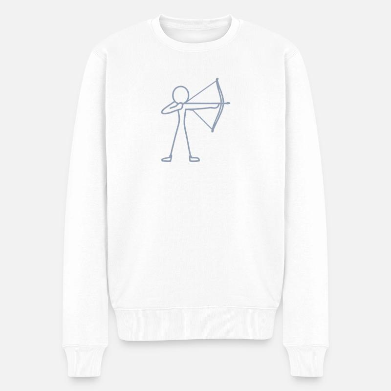 Strichmännchen Bogen Bogenschießen Bogenschütze - Männer Premium Bio Pullover - Weiß